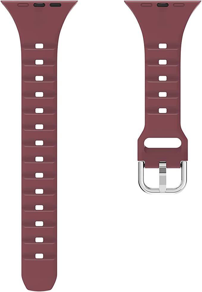 Back. Worryfree Gadgets - Worryfree Gadgets Silicone Slim  - 42/44/45mm - Wine Red - Wine Red.