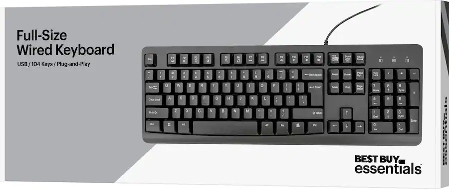 Buy Keyboard Computer Best Buy essentials™ Full size Wired Membrane Keyboard Black BE-WKBF2B ...