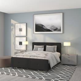 Emma + Oliver - Button Tufted Upholstered Platform Bed - Black