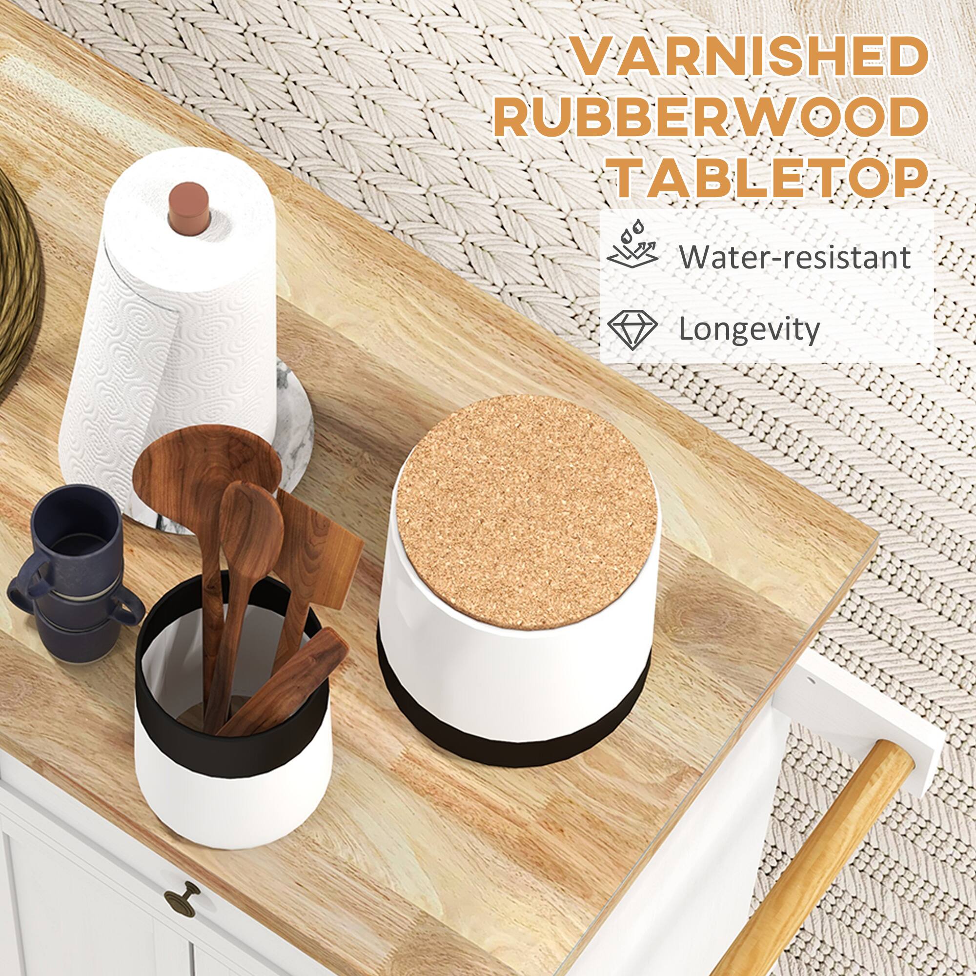 VARNISHED RUBBERWOOD TABLETOP
Water-resistant
Longevity