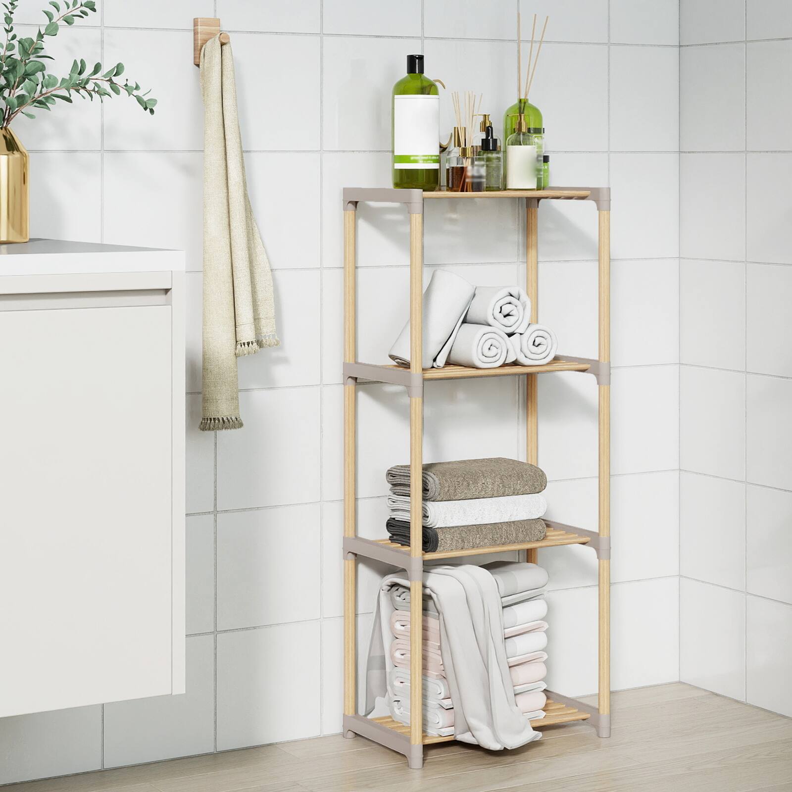 Alt View 3. Gymax - Gymax 4-Tier Bookshelf w/Open Shelves Freestanding Storage Organizer for Home Office - Gray.