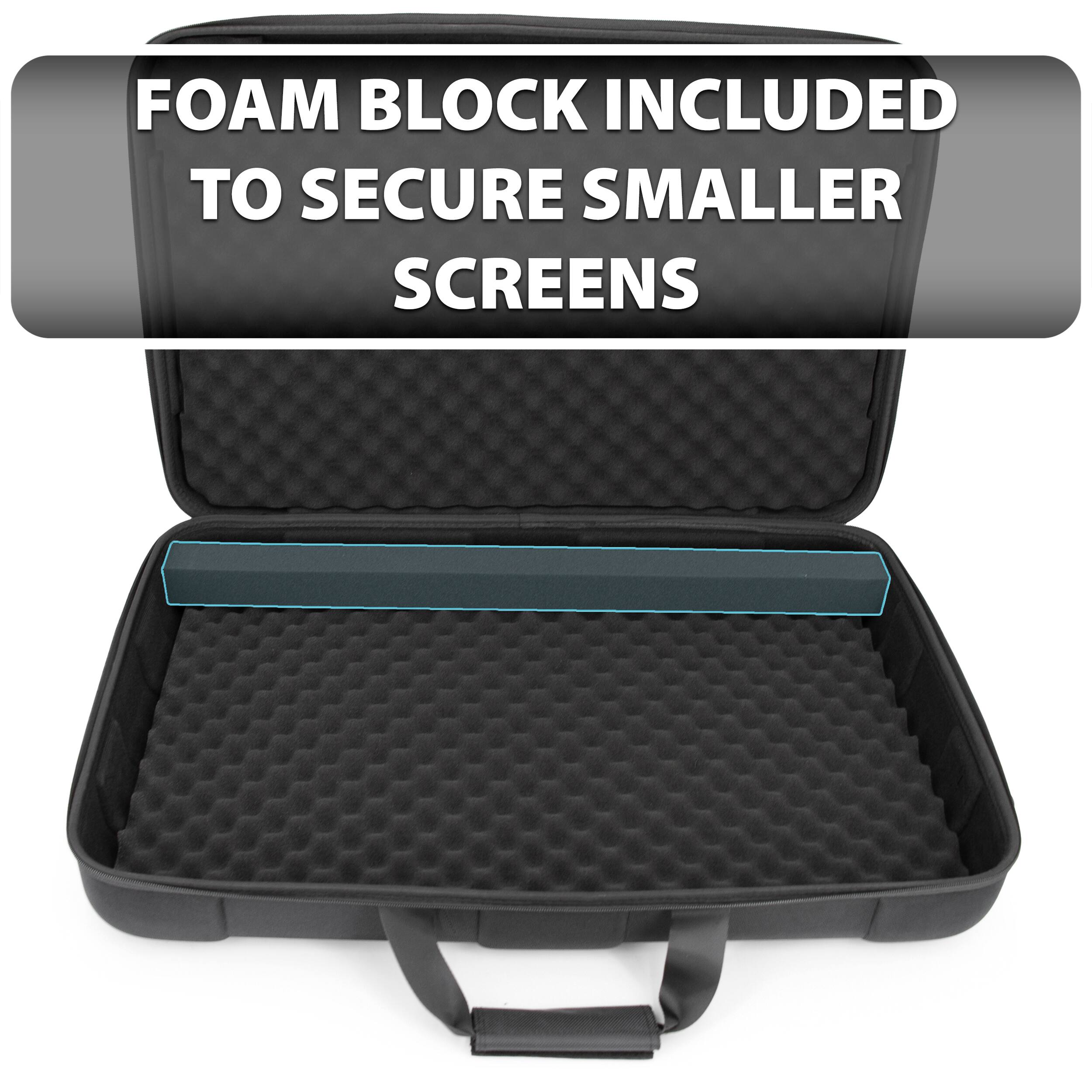 FOAM BLOCK INCLUDED TO SECURE SMALLER SCREENS
