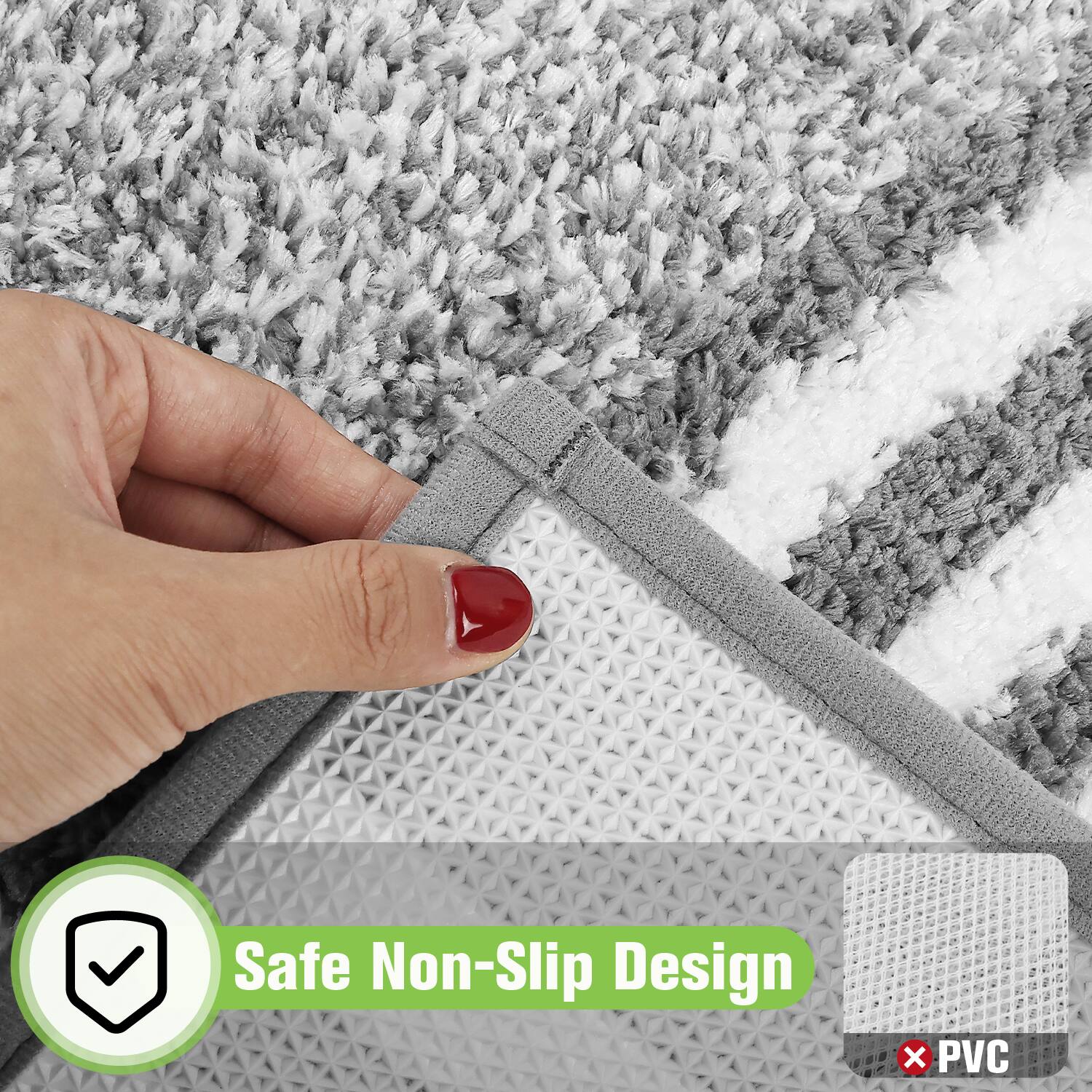 Safe Non-Slip Design  
x PVC
