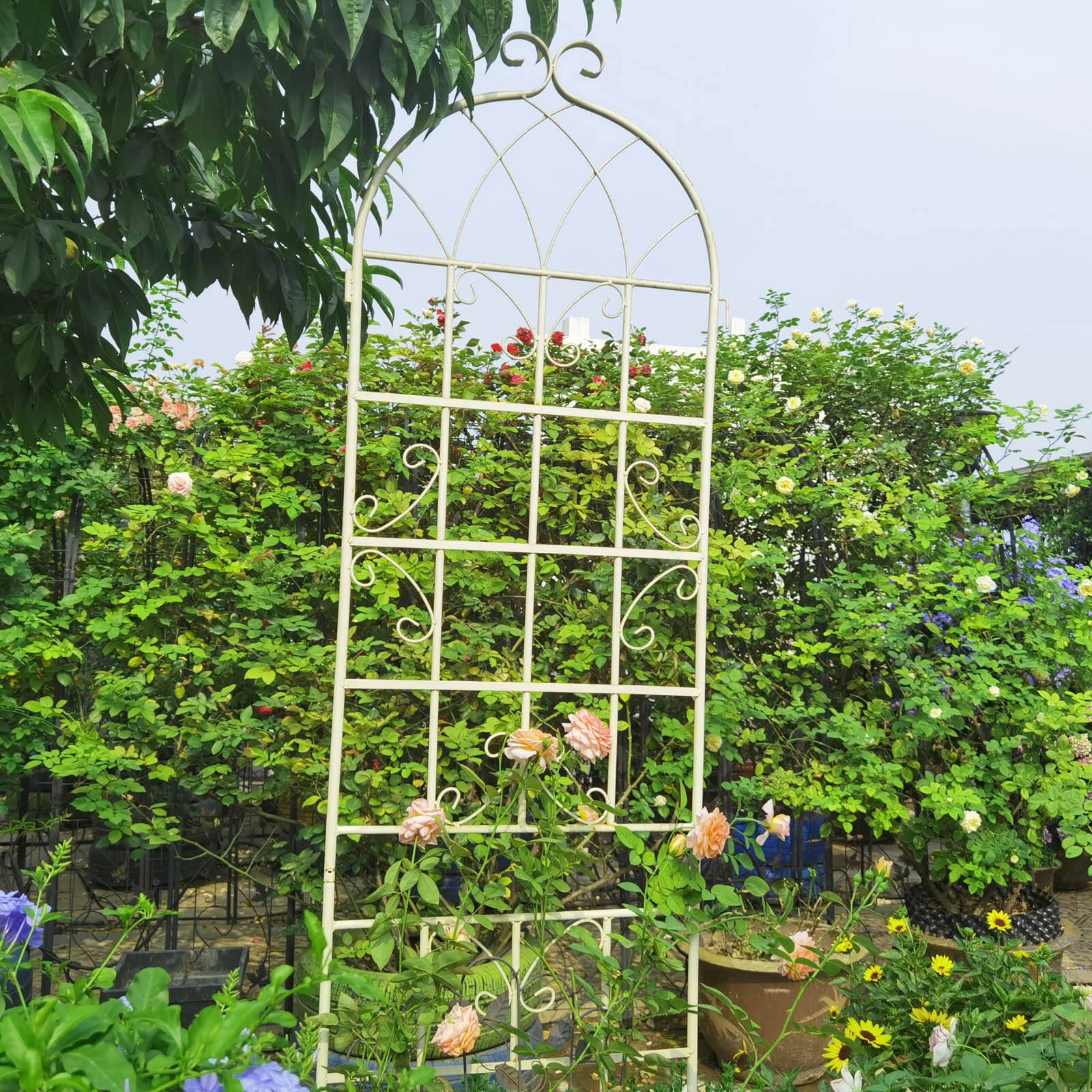 Alt View 2. Loheer - 2 Pack Rustproof Metal Garden Trellis, 7.23 x 1.64 ft Climbing Plant Support - Cream White.