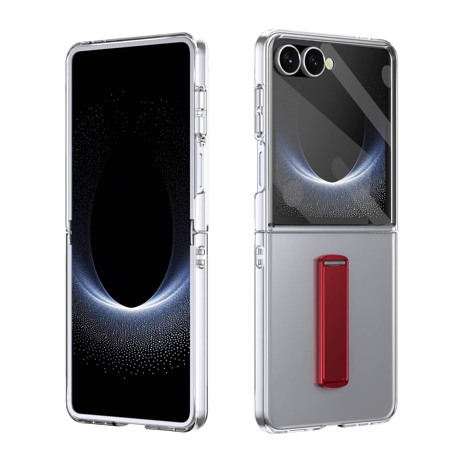 Dteck - for Samsung Galaxy Z Flip8 Slim Clear Case with Built-in Screen Protector & Kickstand, Shockproof Hard PC Shell - Red price history on PriceWatchPro