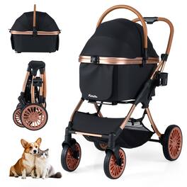Gymax - 3-in-1 Pet Stroller w/ Removable Carrier Sun Shade Removable Pad Safety Belt