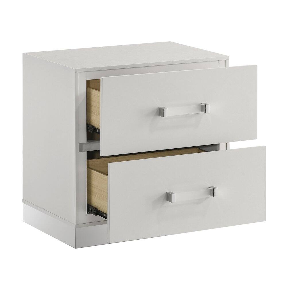 Alt View 2. New Classic Furniture - Europa Wood 2 Nightstand with Panels - White.