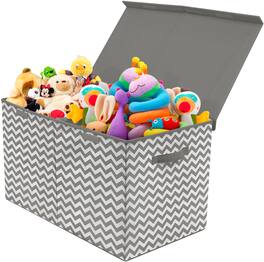 Sorbus - Toy Chest with Flip-Top Lid, Kids Collapsible Storage for Nursery, Playroom, Closet, Home Organization - Chevron Gray