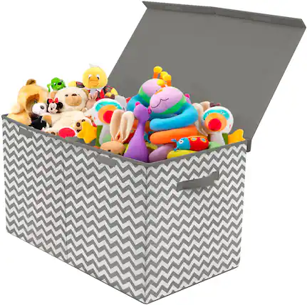 Front. Sorbus - Sorbus Toy Chest with Flip-Top Lid, Kids Collapsible Storage for Nursery, Playroom, Closet, Home Organization - Chevron Gray.