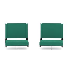 Emma + Oliver - Set of 2 500 lb. Rated Lightweight Stadium Chair with Ultra-Padded Seat - Hunter Green