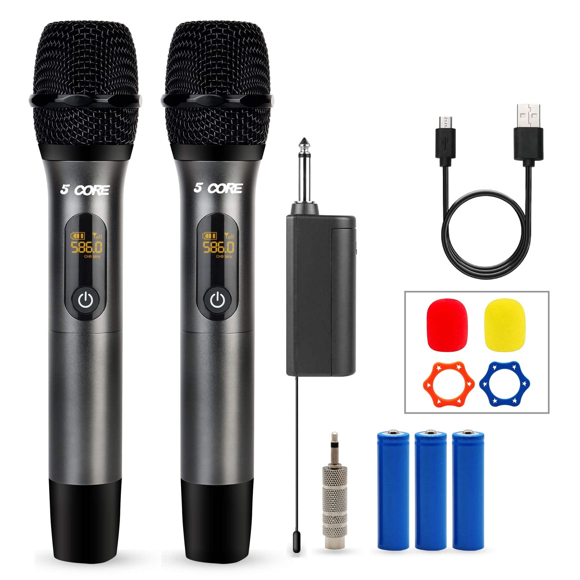 5 CORE - Wireless Microphone Pair UHF Handheld  Cordless Mic-WM UHF 02-GRAY