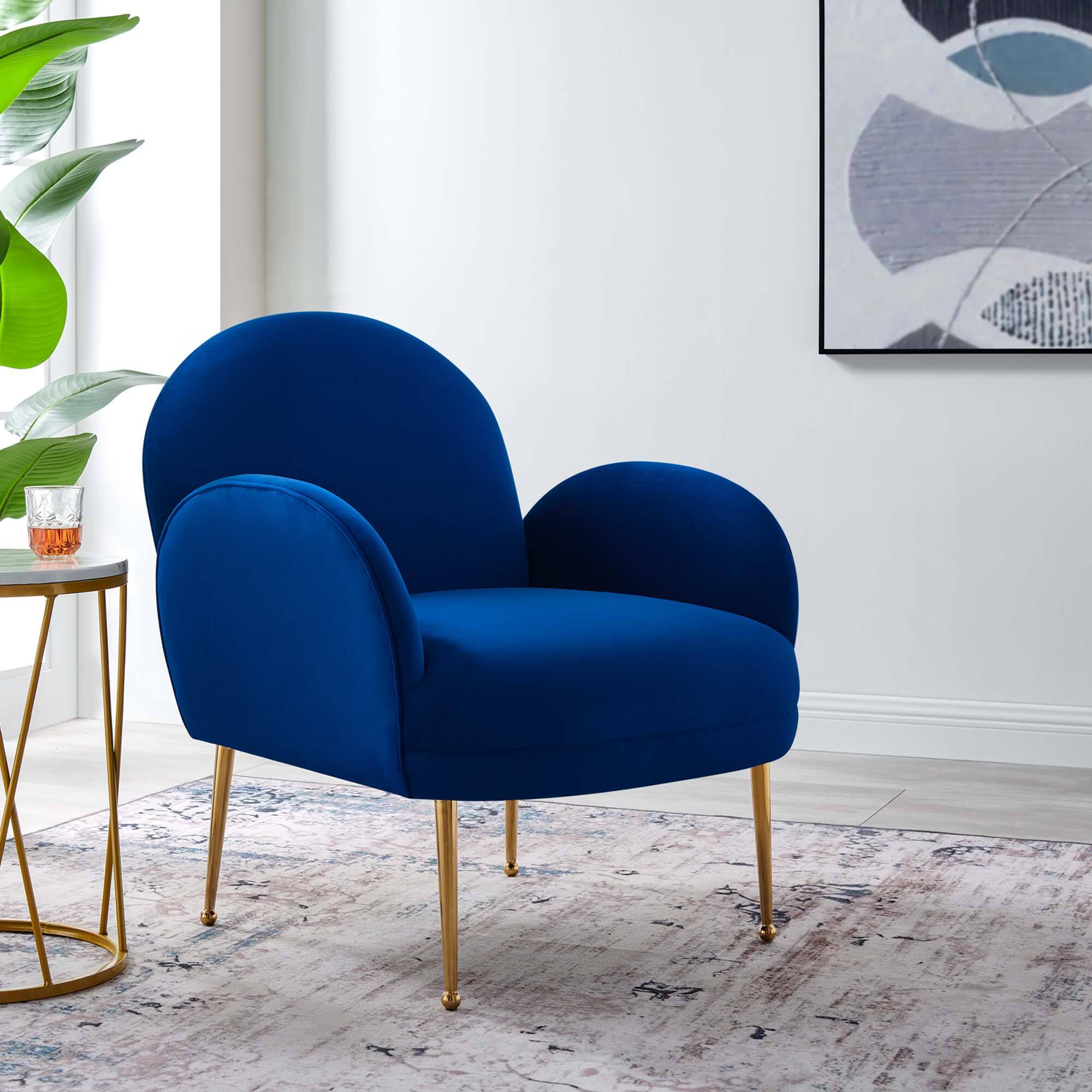Front. Modway - Transcend Performance Velvet Armchair by Modway - Navy.