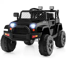 Costway - 12V Kids Ride On Truck Car Electric Vehicle Remote w/ Music & Light - Black