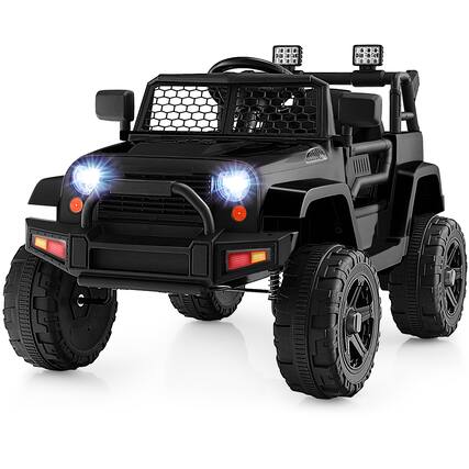 Front. Costway - Costway 12V Kids Ride On Truck Car Electric Vehicle Remote w/ Music & Light - Black.