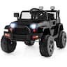 Costway - 12V Kids Ride On Truck Car Electric Vehicle Remote w/ Music & Light - Black