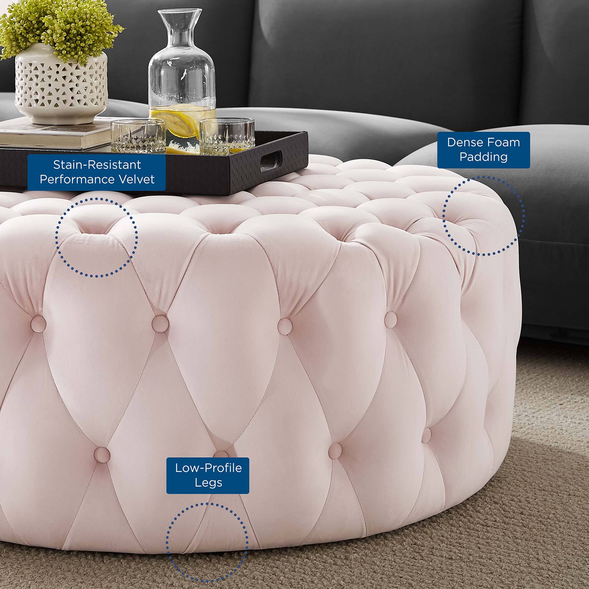 - Stain-Resistant Performance Velvet
- Dense Foam Padding
- Low-Profile Legs