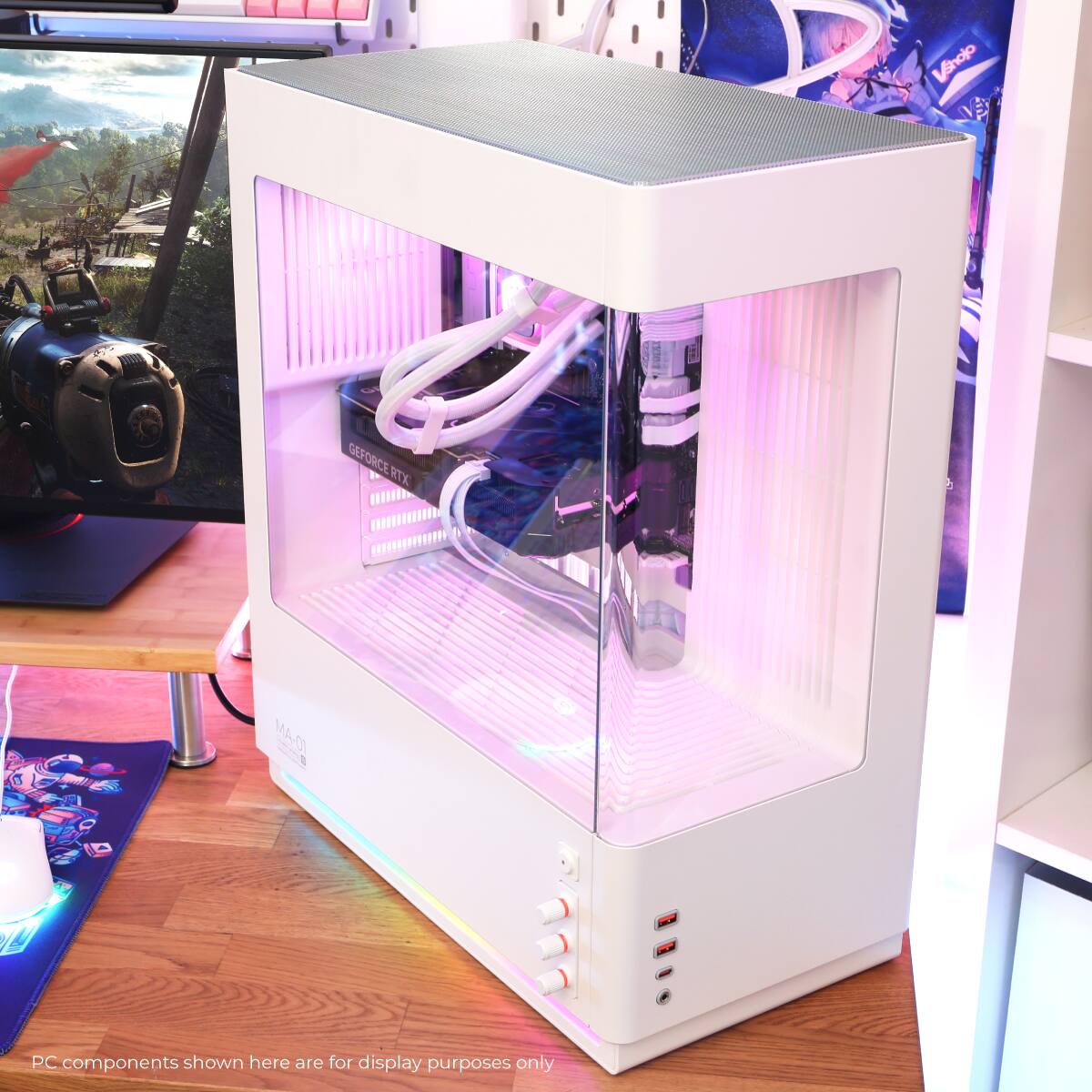 PC components shown here are for display purposes only