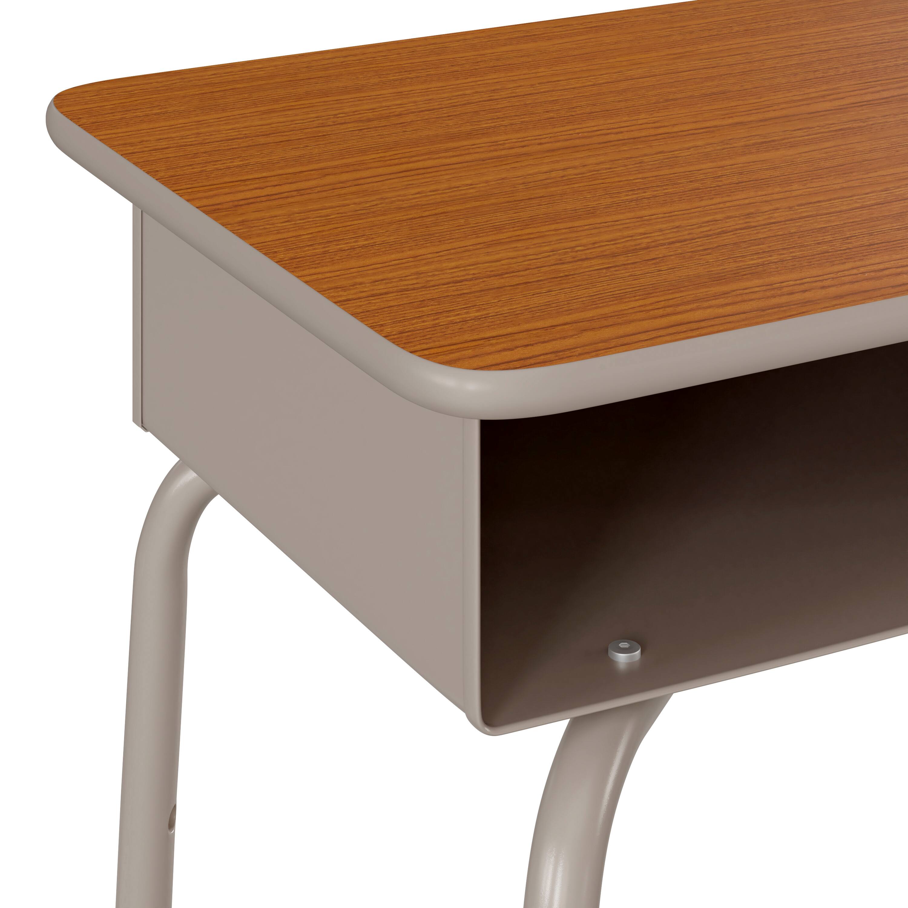 Alt View 10. Emma + Oliver - Student Desk with Open Front Metal Book Box - School Desk - Walnut Top/Silver Frame.