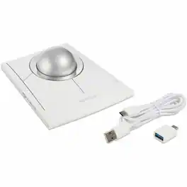 Kensington - SlimBlade Pro EQ Trackball - Optical - Cable/Wireless - Bluetooth/Radio Frequency - 2.40 GHz - Rechargeable - Wired - White