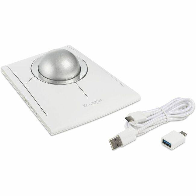 Front. Kensington - Kensington SlimBlade Pro EQ Trackball - Optical - Cable/Wireless - Bluetooth/Radio Frequency - 2.40 GHz - Rechargeable - White.