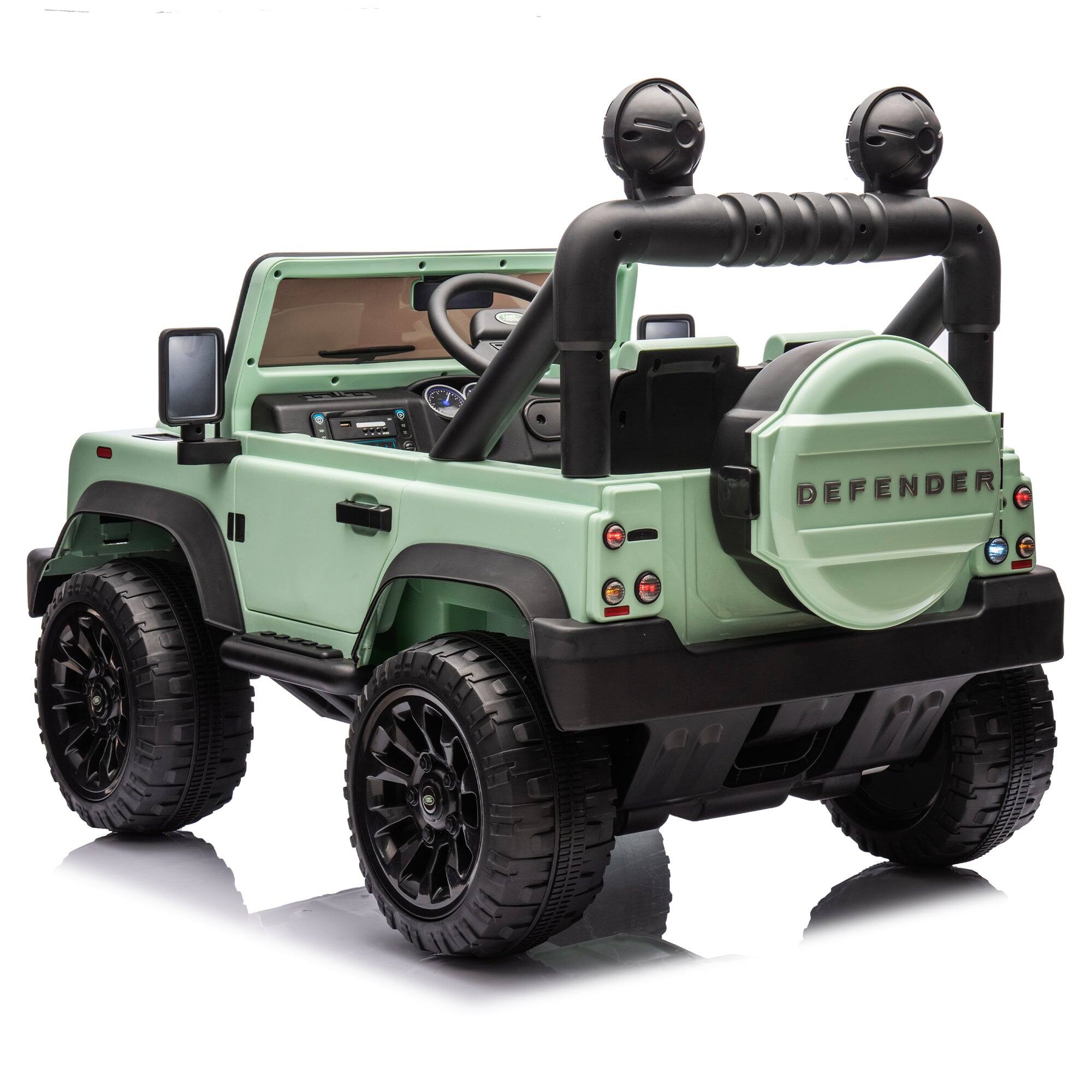 Alt View 4. BreeBe - Licensed Land Rover Defender Volta 5008 24V Kids Ride-On Car, Parents Control, 2WD, 4-Wheel Suspension, LED, Music - Green.