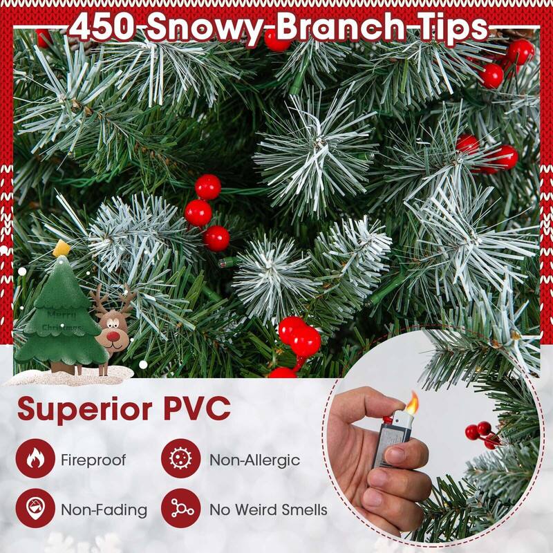 450 Snowy Branch Tips

Merry Christmas

Superior PVC

- Fireproof
- Non-Allergic
- Non-Fading
- No Weird Smells