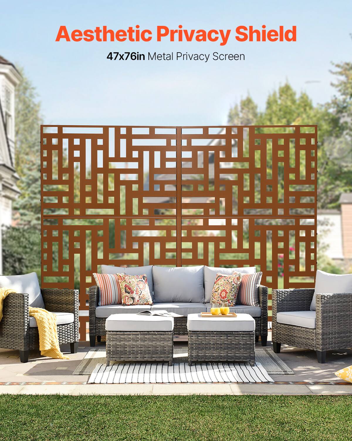 Aesthetic Privacy Shield  
47x76in Metal Privacy Screen