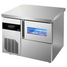VEVOR - Commercial Ice Maker Machine,132 lbs/24H Stainless Steel Ice Machine with Worktop, 30 lbs Ice Storage Bin & Touch Screen - Silver