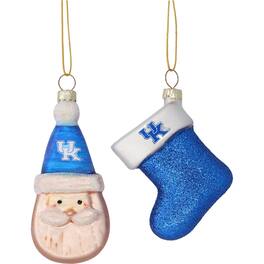 The Memory Company - Kentucky Wildcats Two-Pack Santa & Stocking Blown Glass Ornament Set - Multicolor