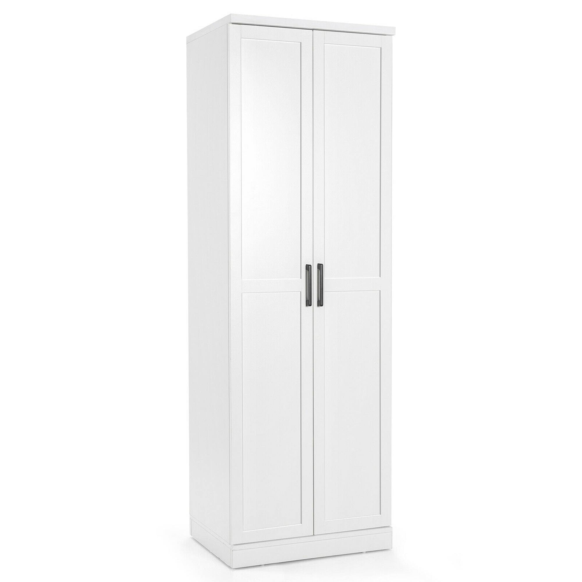 Front. Gymax - Gymax 70'' Storage Cabinet Freestanding Pantry Cabinet w/2 Doors & 5 Shelves White - White.