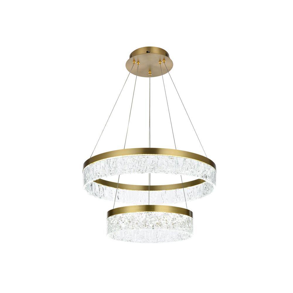 Back. Elegant Lighting - Linden 22 inch Adjustable LED chandelier in Satin Gold - Satin Gold.