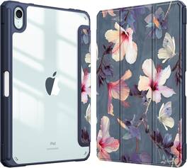 Fintie - Clear Case for iPad mini 7th Generation (A17 Pro) / mini 6 8.3" Slim Hybrid, Shockproof Hard PC Back Cover - Hibiscus