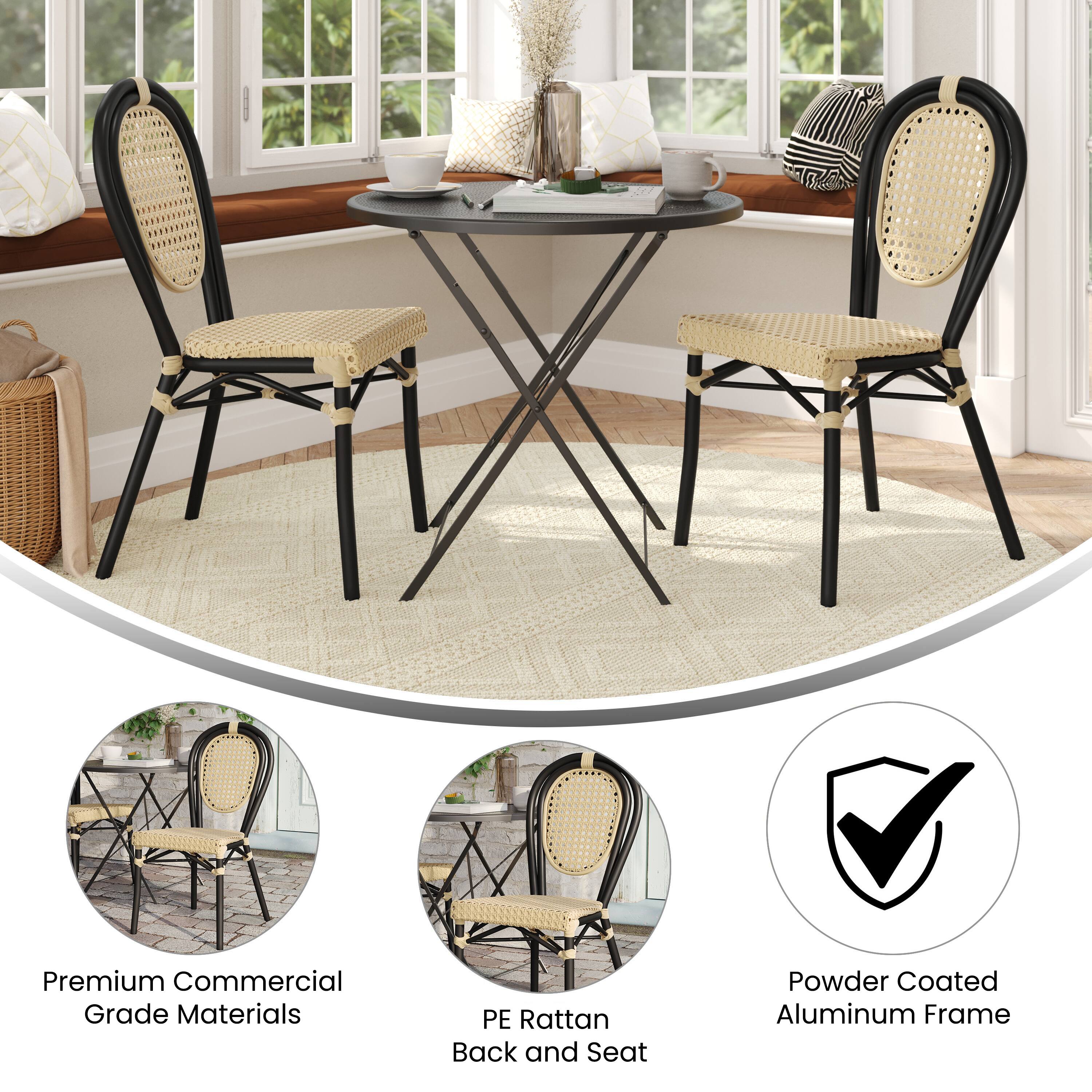 Premium Commercial Grade Materials  
PE Rattan Back and Seat  
Powder Coated Aluminum Frame