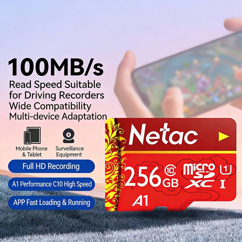 100MB/s Read Speed Suitable for Driving Recorders Wide Compatibility Multi-device Adaptation Netac Mobile Phone Surveillance & Tablet Equipment Full HD Recording 1 CC micro SD A1 Performance C10 High Speed 256 GB XC I APP Fast Loading & Running A1