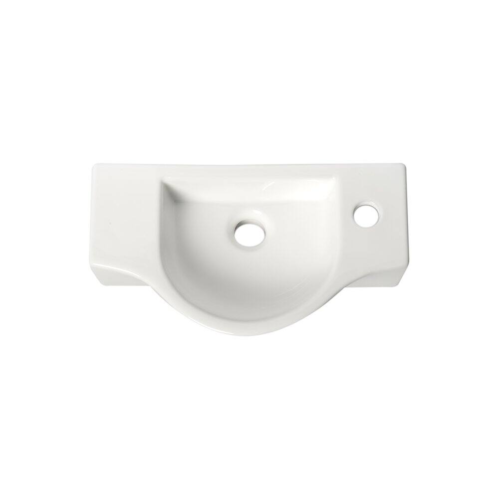 Alt View 1. Alfi - White 18" Small Wall Mounted Ceramic Sink with Faucet Hole - White.