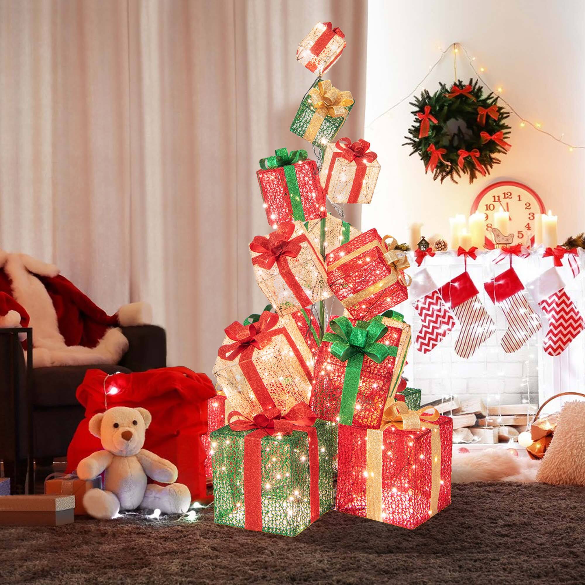Alt View 11. Costway - 15 Stacked Pre-Lit Gift Box Tower 67'' Lighted Present Decoration with 450 Lights - Multicolor.