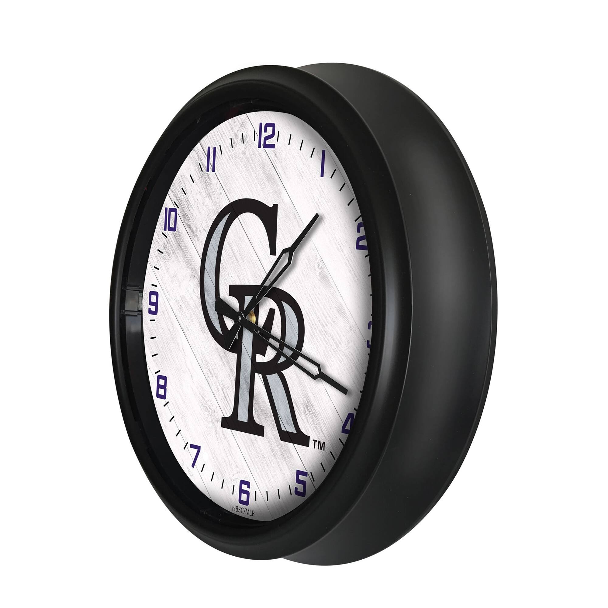 Alt View 1. Holland Bar Stool Co. - Colorado Rockies Indoor/Outdoor LED Wall Clock - Multicolor.