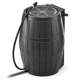 FCMP Outdoor - RC4000-BLK 50-Gallon BPA Free Home Rain Water Catcher Barrel - Black