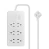 Front. Insignia™ - 4’ 6 Outlet Power Strip with Power Switch - White.