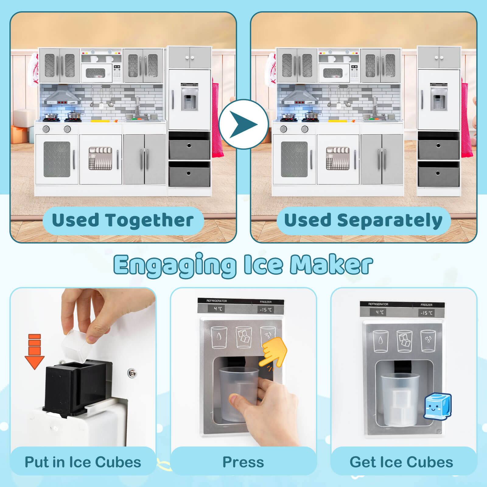 Used Together  
Used Separately  

Engaging Ice Maker  

Put in Ice Cubes  
Press  
Get Ice Cubes