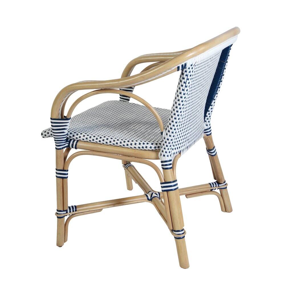 Alt View 1. Butler Specialty - Portofino 18.75 in. Seat Height Rattan Arm Chair - White And Navy.