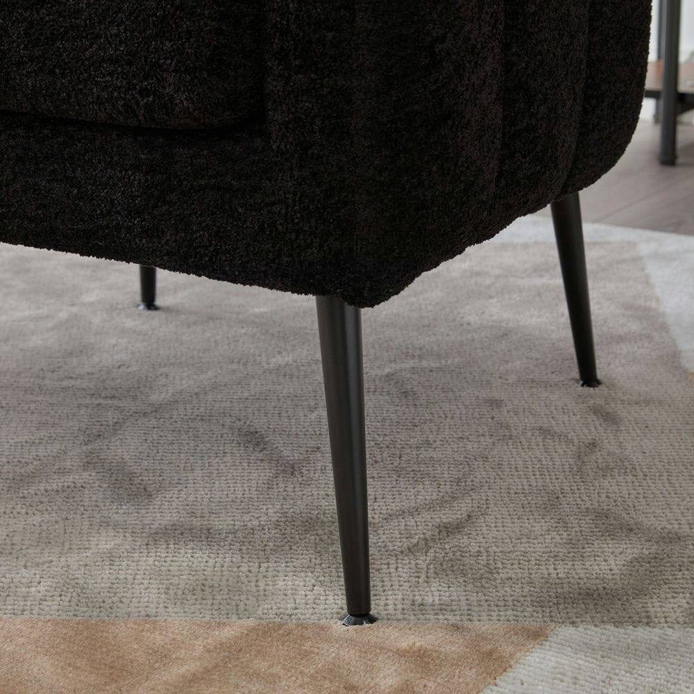 Alt View 2. Kadyn - 3-Piece Small Living Room Furniture Set with Metal Legs, Sofa Set for Living Room, Bedroom, Reception, Apartment, Black - Black.