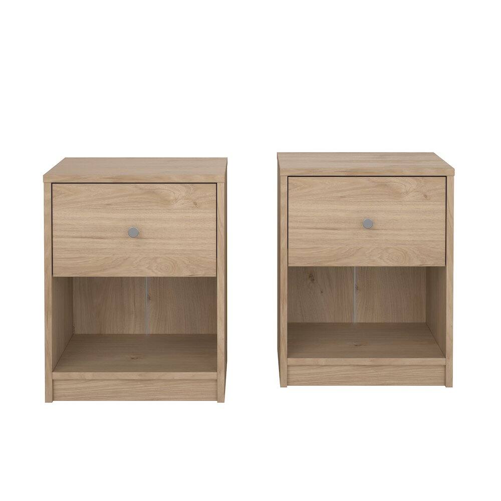 Angle. Tvilum - Portland 1 Drawer Nightstand - Set of 2, Jackson Hickory - Brown.