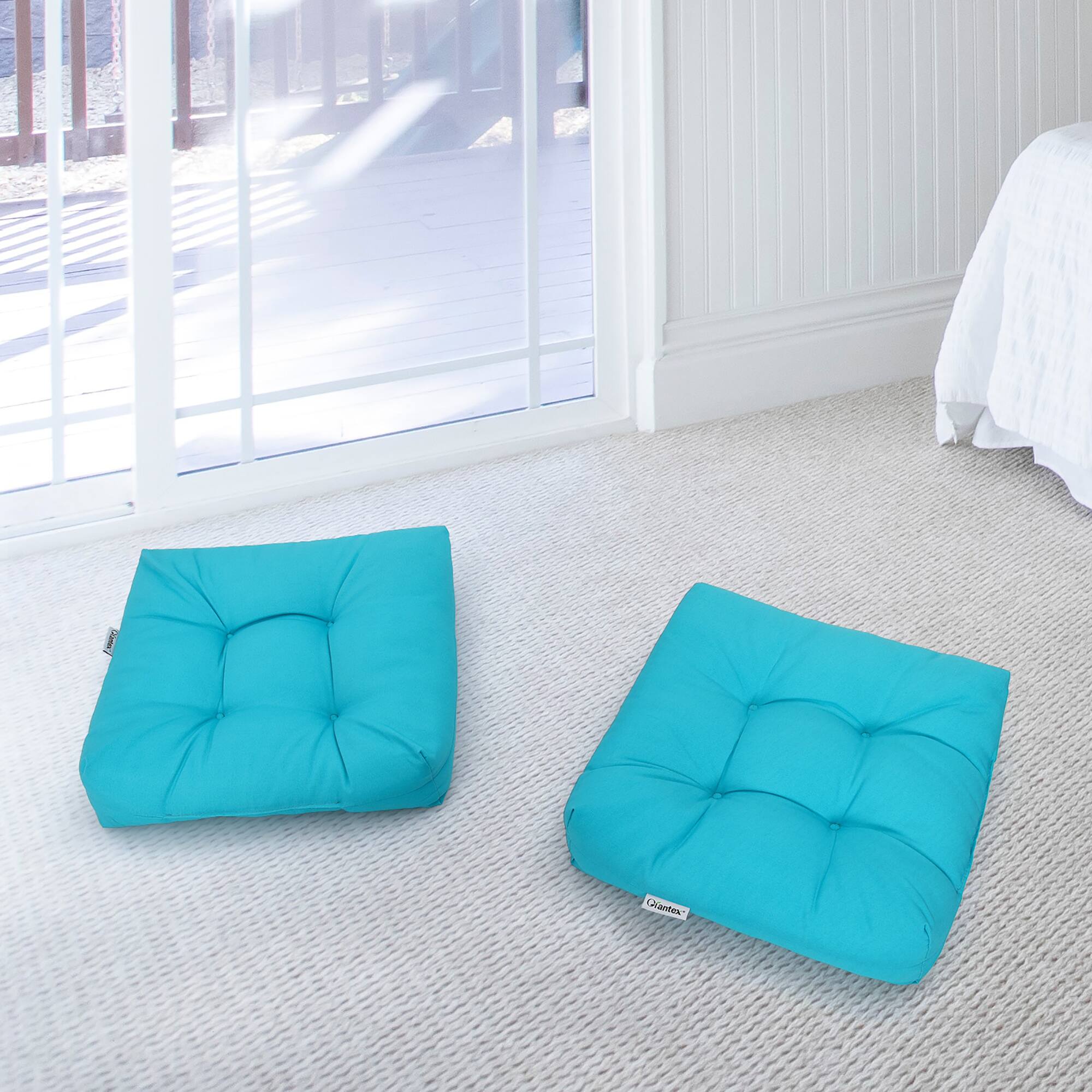 Alt View 4. Costway - Costway 2 PCS 21" x 21" Patio Chair Seat Cushion Pads Indoor/Outdoor - Turquoise.