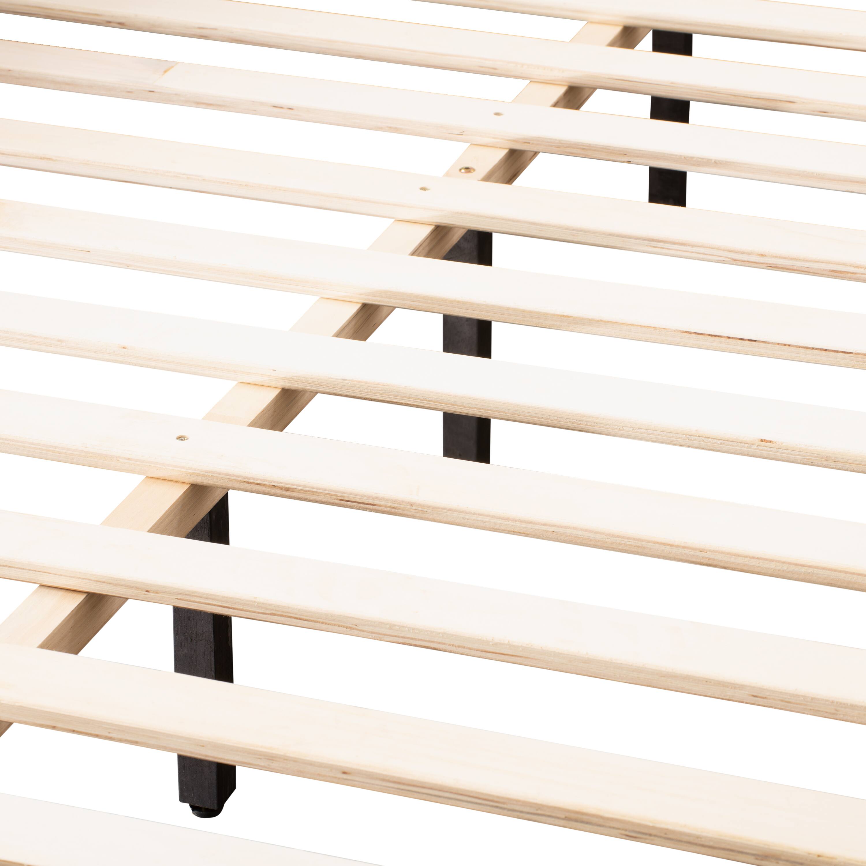 Alt View 4. CorLiving - CorLiving Emerson Cream Upholstered Queen Platform Bed Frame with Rectangle Tufted Headboard and Slats - Cream.