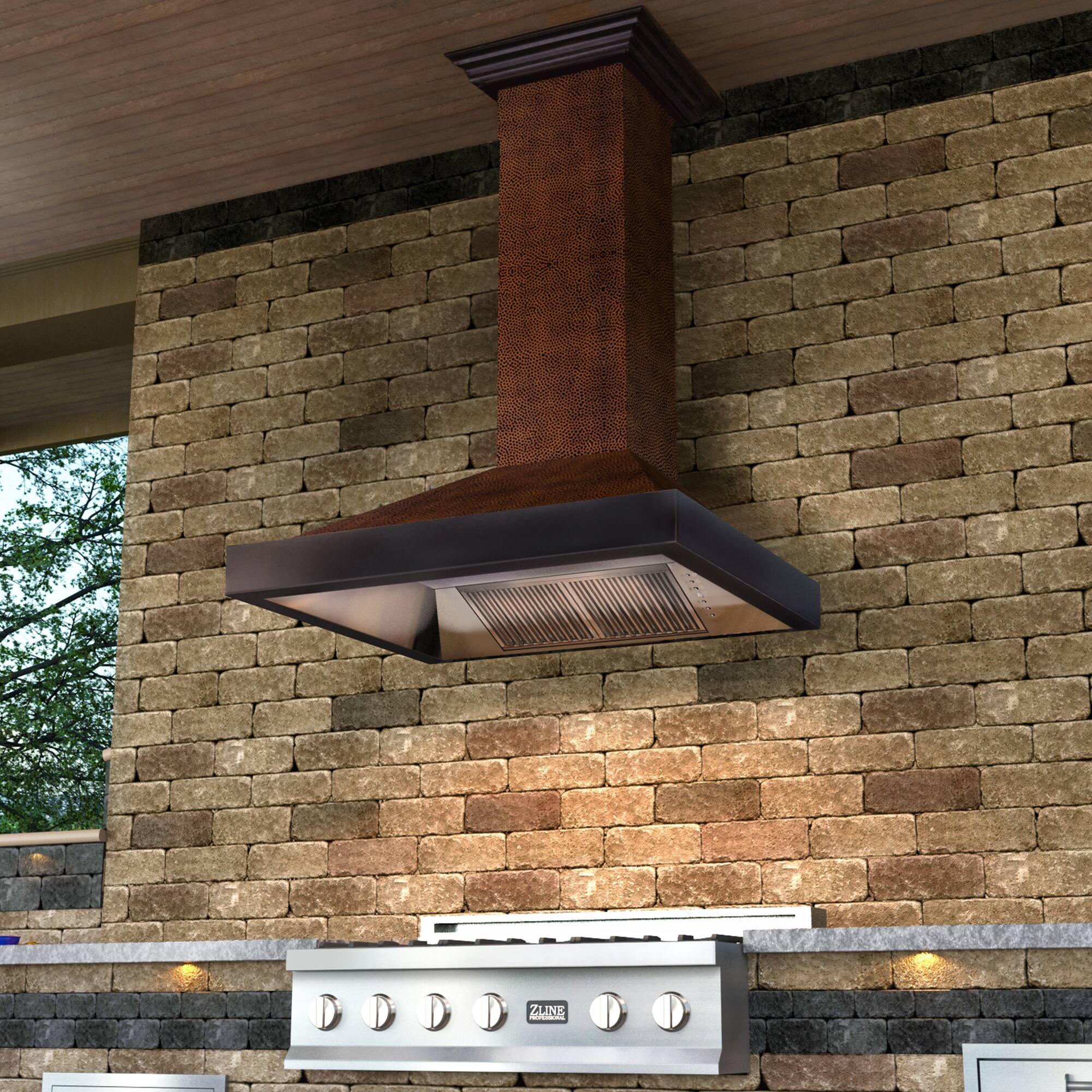 Back. ZLINE - ZLINE 30 in. Convertible Vent Designer Series Wall Mount Range Hood (655-HBXXX-30) - Hand Hammered Copper.