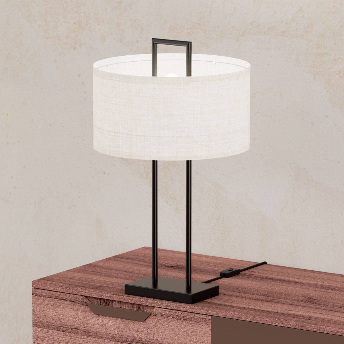 Alt View 1. Infibrite - Modern Structure 25 Inch Table Lamp with Textured Shade, E26 Bulb Compatible - White.