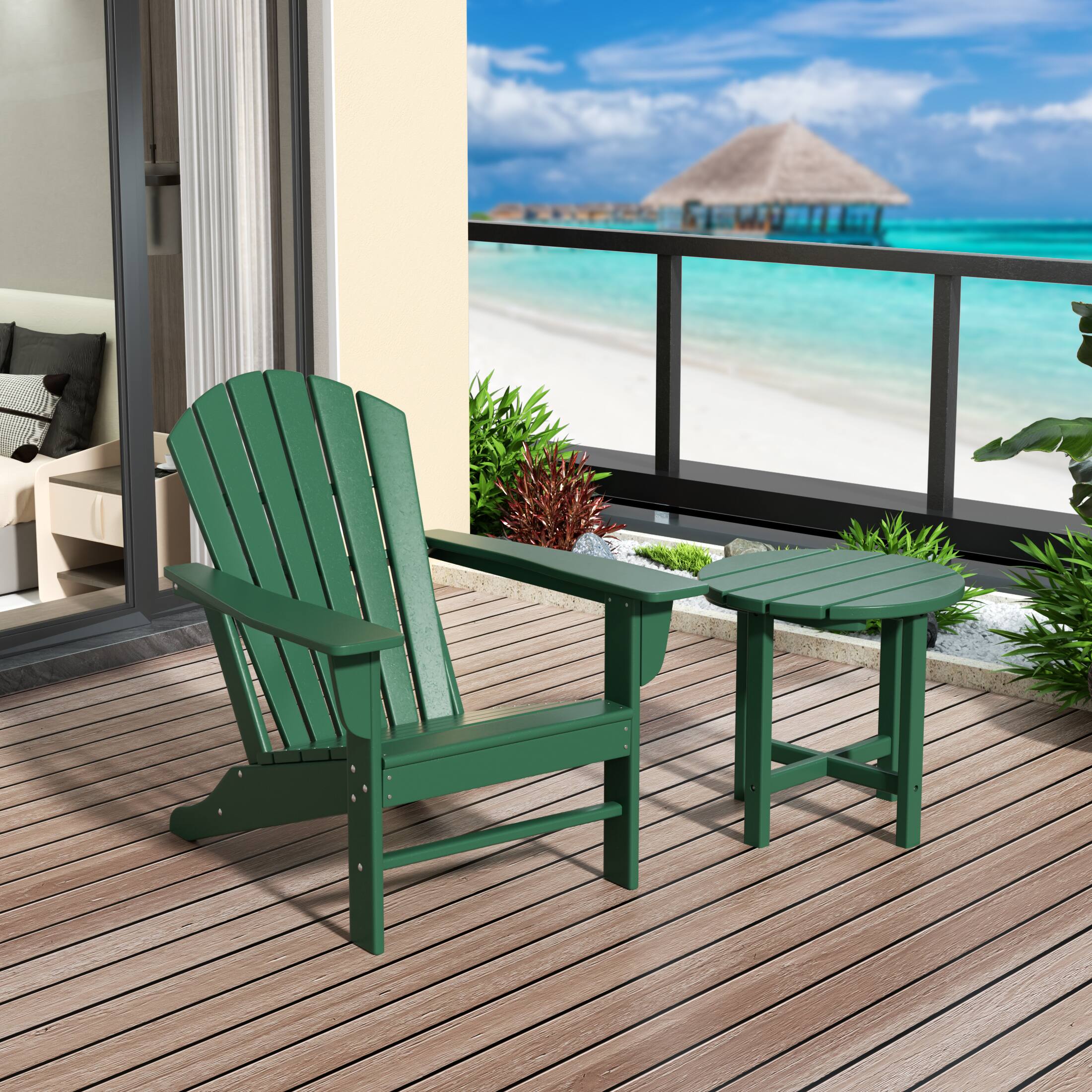 Angle. WestinTrends - WestinTrends Dylan Outdoor Adirondack Chair with Side Table Set - Dark Green.