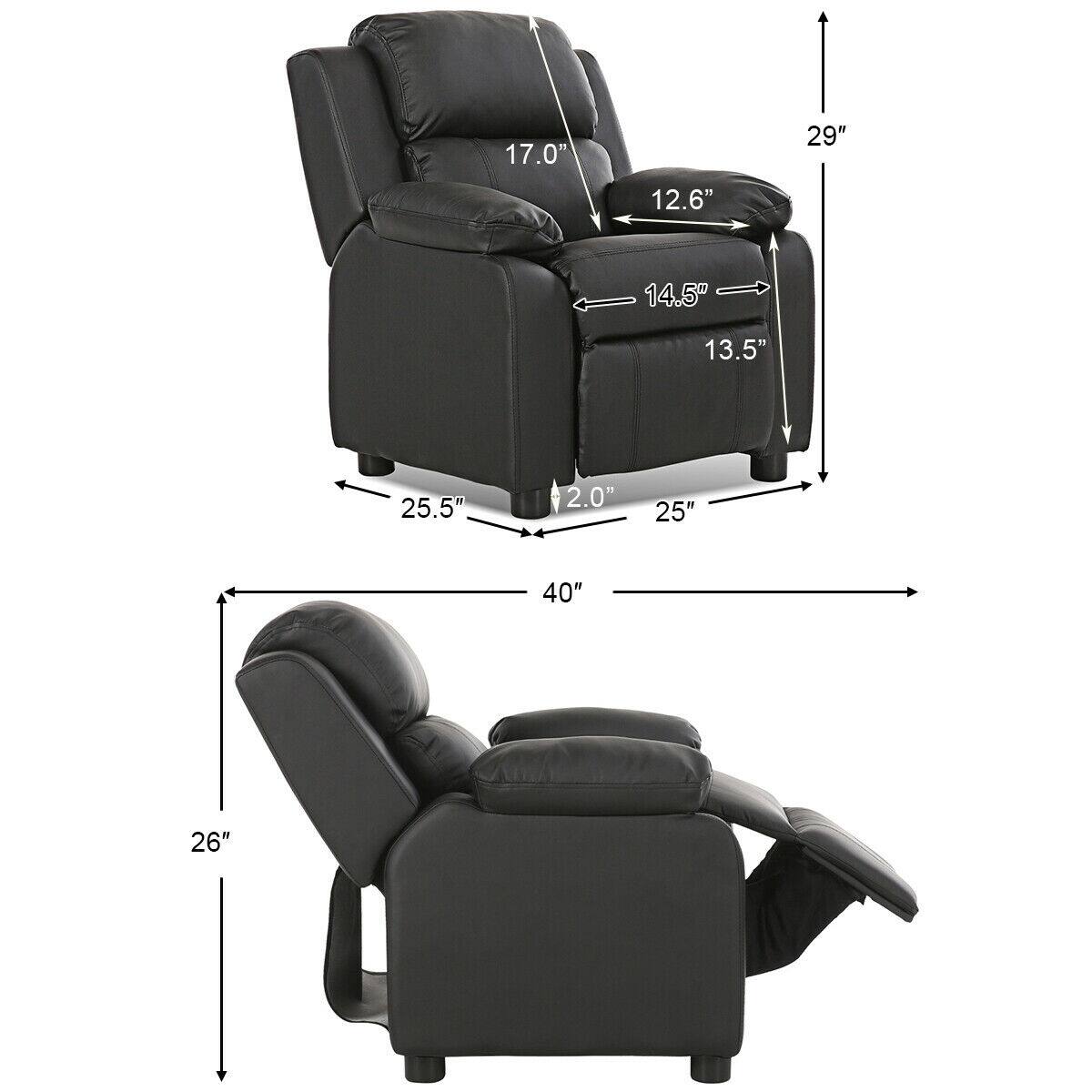 - Height: 29"
- Width: 40"
- Depth: 26"
- Seat Height: 17.0"
- Seat Width: 25.5"
- Seat Depth: 14.5"
- Armrest Height: 12.6"
- Armrest Width: 13.5"
- Back Height: 25"
- Footrest Height: 2.0"