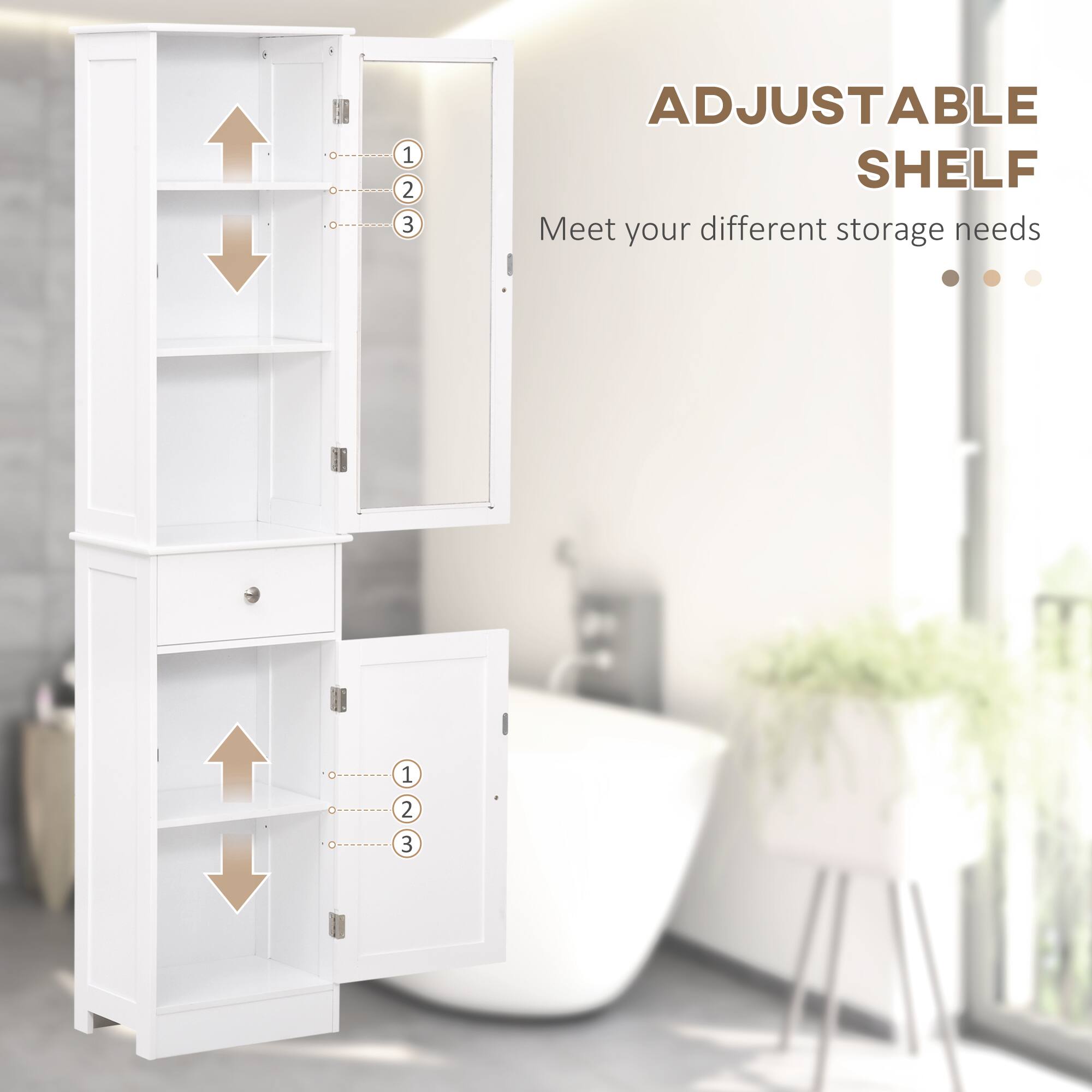 ADJUSTABLE SHELF Meet your different storage needs ... 1 2 3